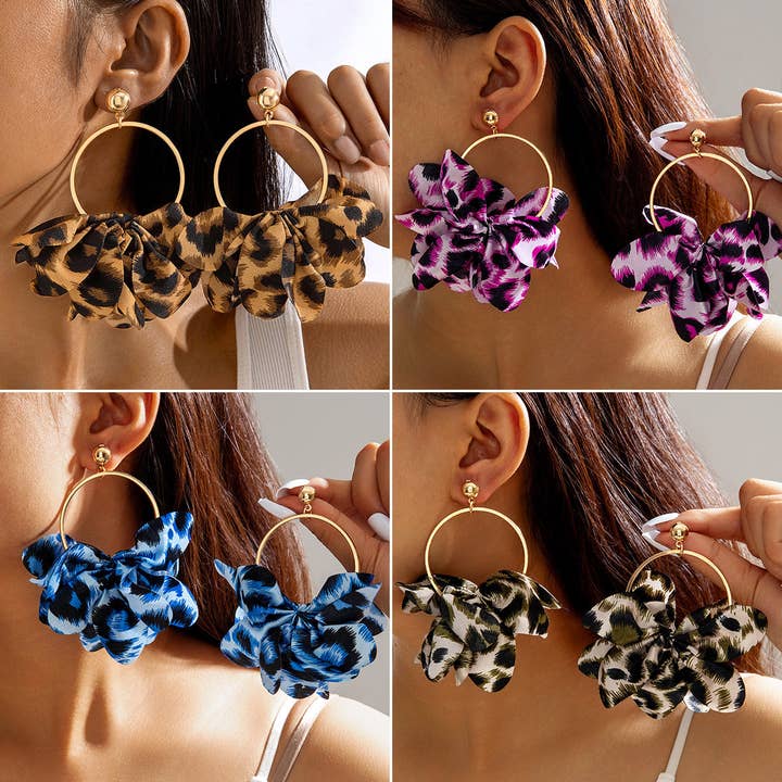 Geometrische druppeloorbellen van hars met luipaardprint voor dames voor wholesale door DREAM VERA APPAREL