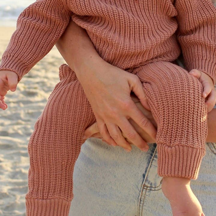 Pantalon de jogging en tricot de coton - Terracotta pour la vente par Rivi & Kin