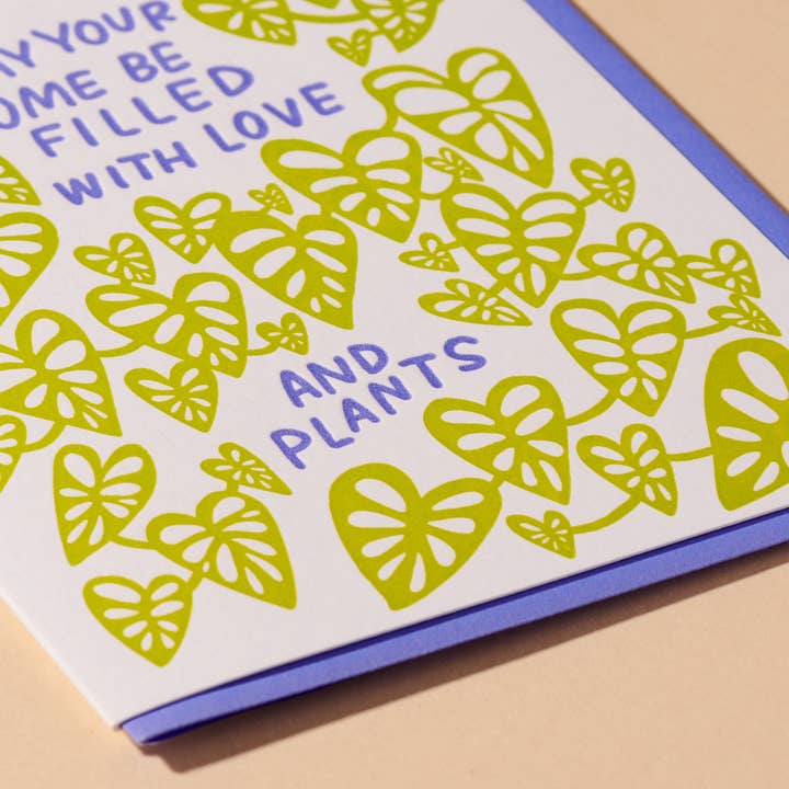 And Here We Are - Wholesale Housewarming Card - Love and Plants Letterpress Housewarming Card- Made in USA1