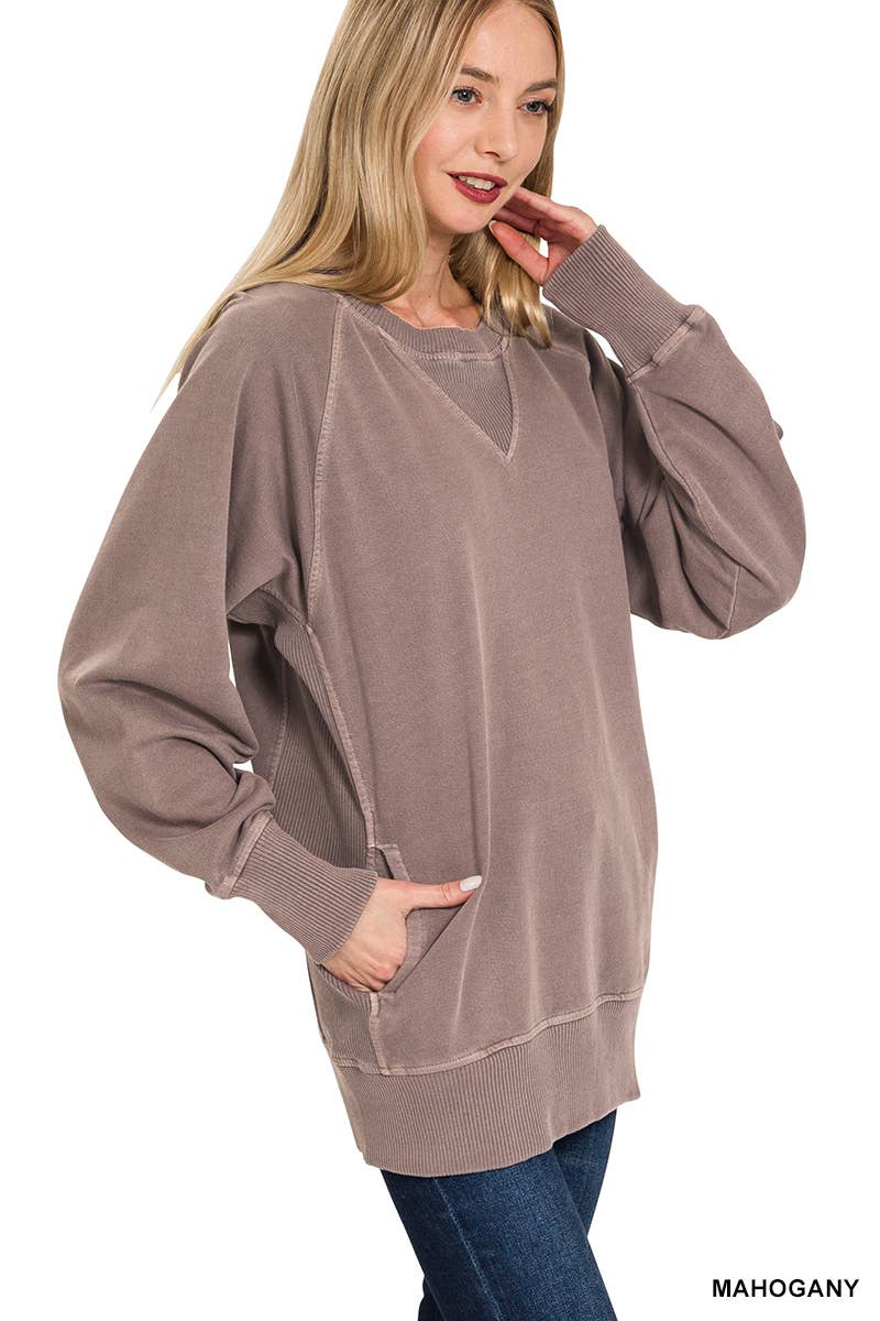42POPS - Wholesale Sweatshirt - Women's - ',,,, Washed French Terry Pullover With Side Pockets39