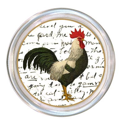 Marye-Kelley – Engroshandel Bordskånere – C169-Hvid & Sort Fransk Rooster 3 Coaster