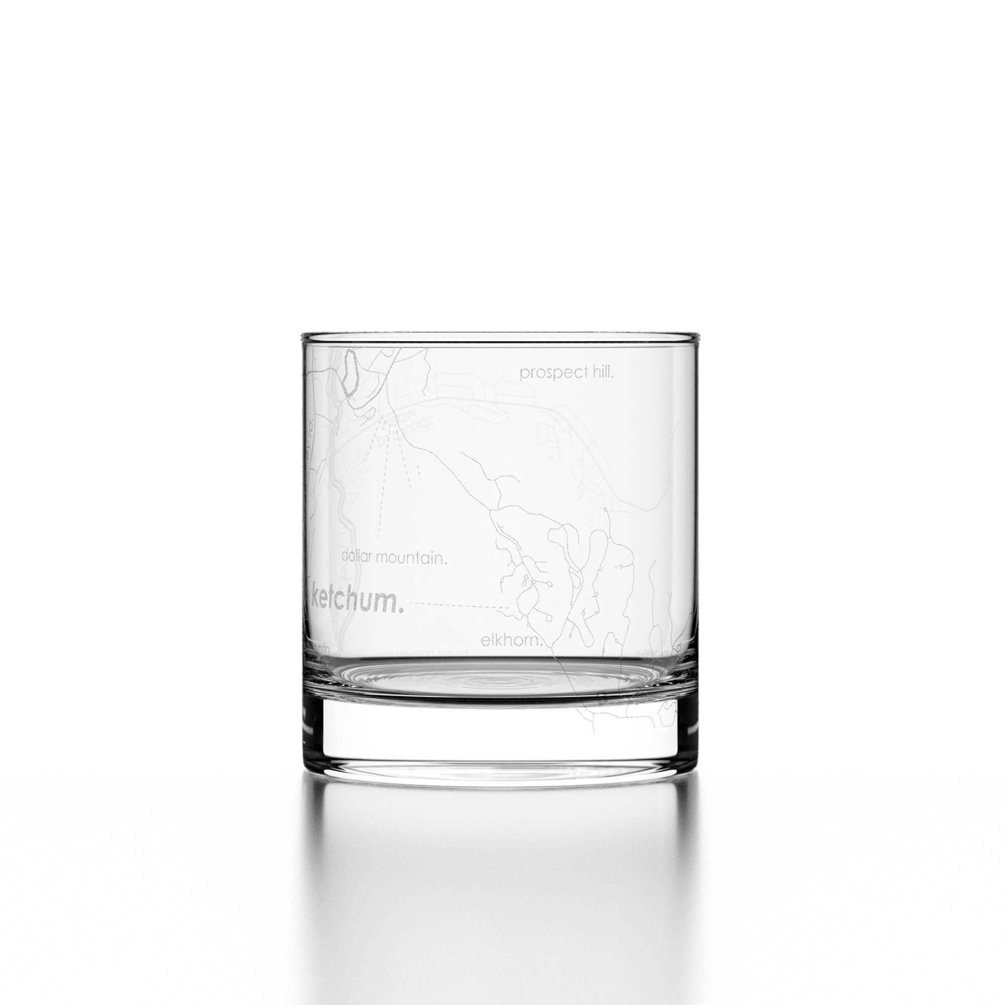 Well Told - Wholesale Drinking Glass/Cup - Ketchum, ID City Map - Etched Whiskey Rocks Glass4