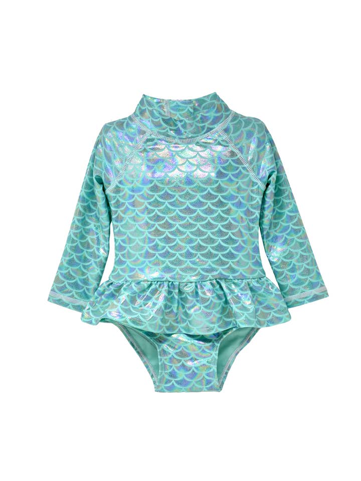 Flap Happy - Vendita all'ingrosso Rashguard - Neonati - Costume da bagno per bambine Alissa con volant Rash Guard, UPF50+