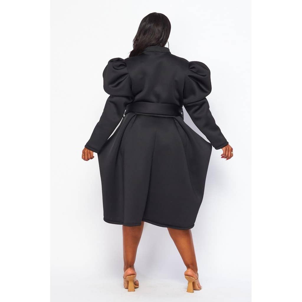 Esmeray Clothing - Vente Robe – femme - Robes mi-longues boutonnées à manches bouffantes Plus2