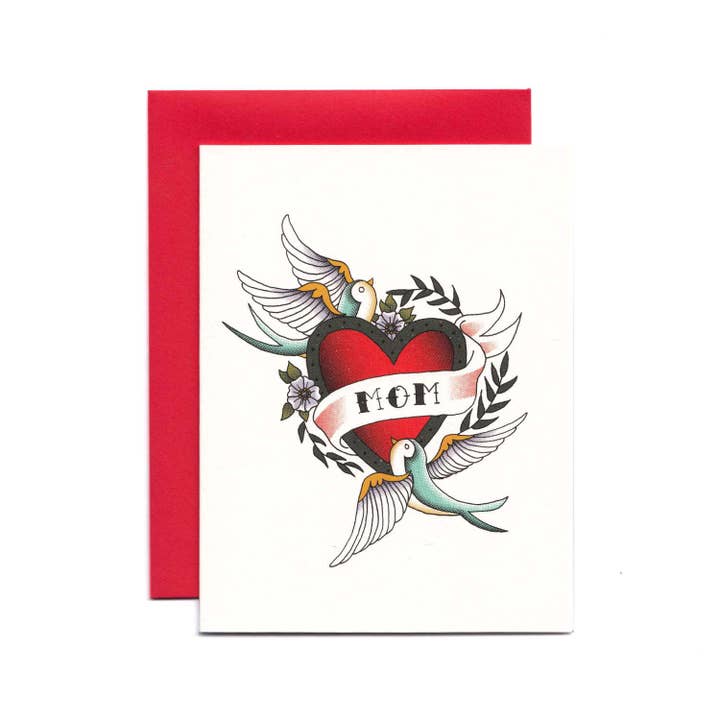 Old School Heart Tattoo Card for Mom for wholesale by Nowhere In Paradise