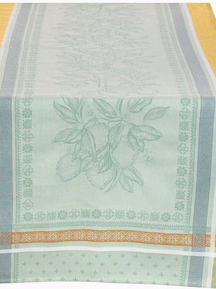 5RJ-French Jacquard Runner -- Lemons SageGold for wholesale by Mierco European Linens