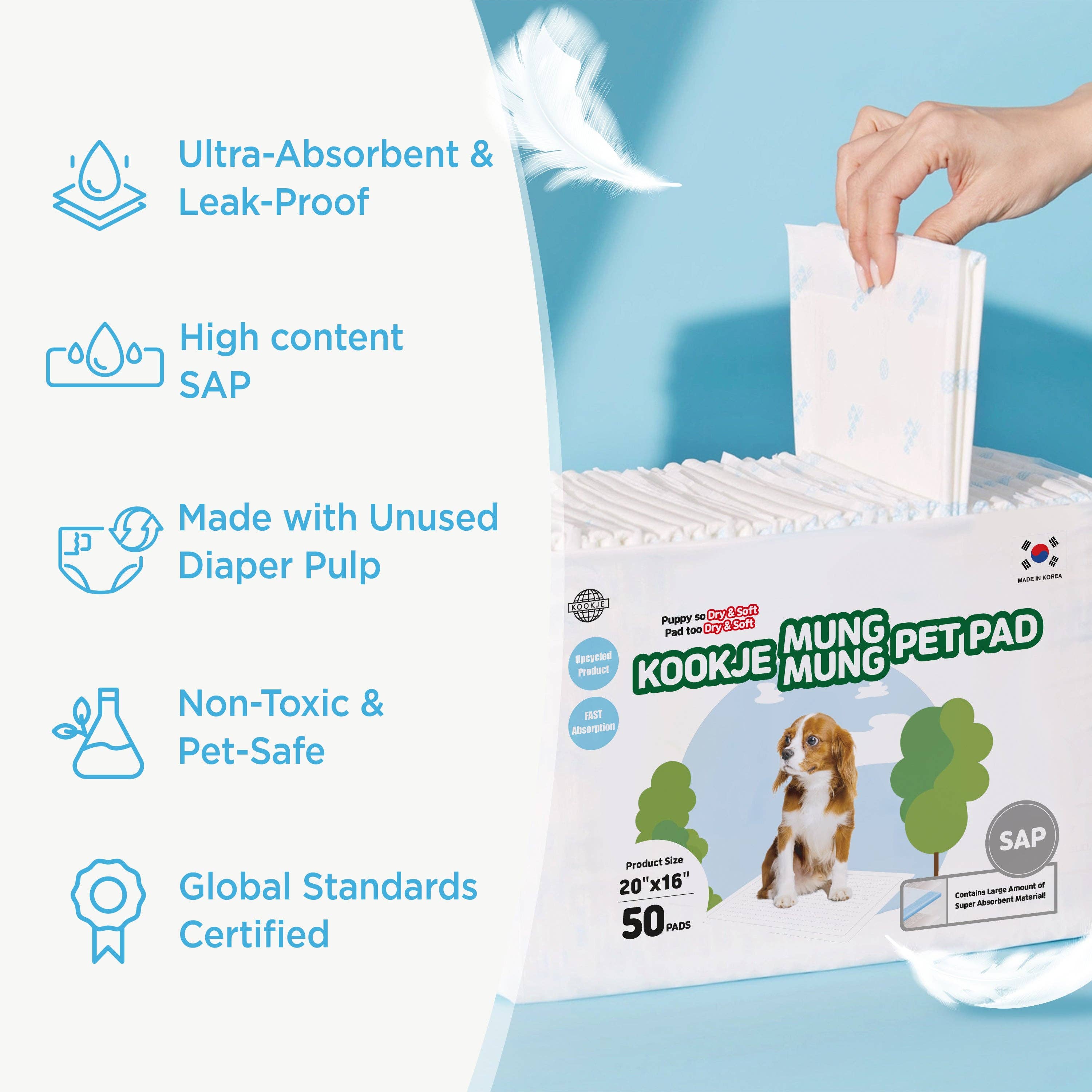 Kproduct4u - Vendita all'ingrosso Tappetino assorbente - Cani - Assorbenti per cani 'KOOKJE Mung Mung Pad' (4 tipi)4