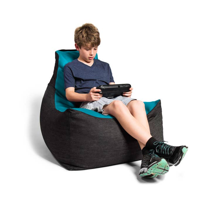 LuvU - Wholesale Chair - Jaxx Pixel Gamer Bean Bag Chair, Premium Vinyl / Dark Denim80