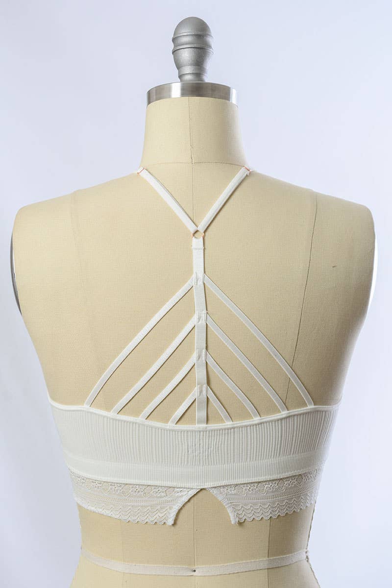 Leto Accessories - Wholesale Bralette - Women's - High Neck Crochet Lace Trim Bralette 😇1