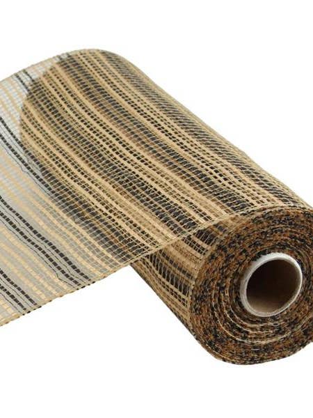 10"X10YD HORIZONTAL WIDE STRIPE MESH NATURAL/BLACK (MO) for wholesale by Waterman's Loft Inc.