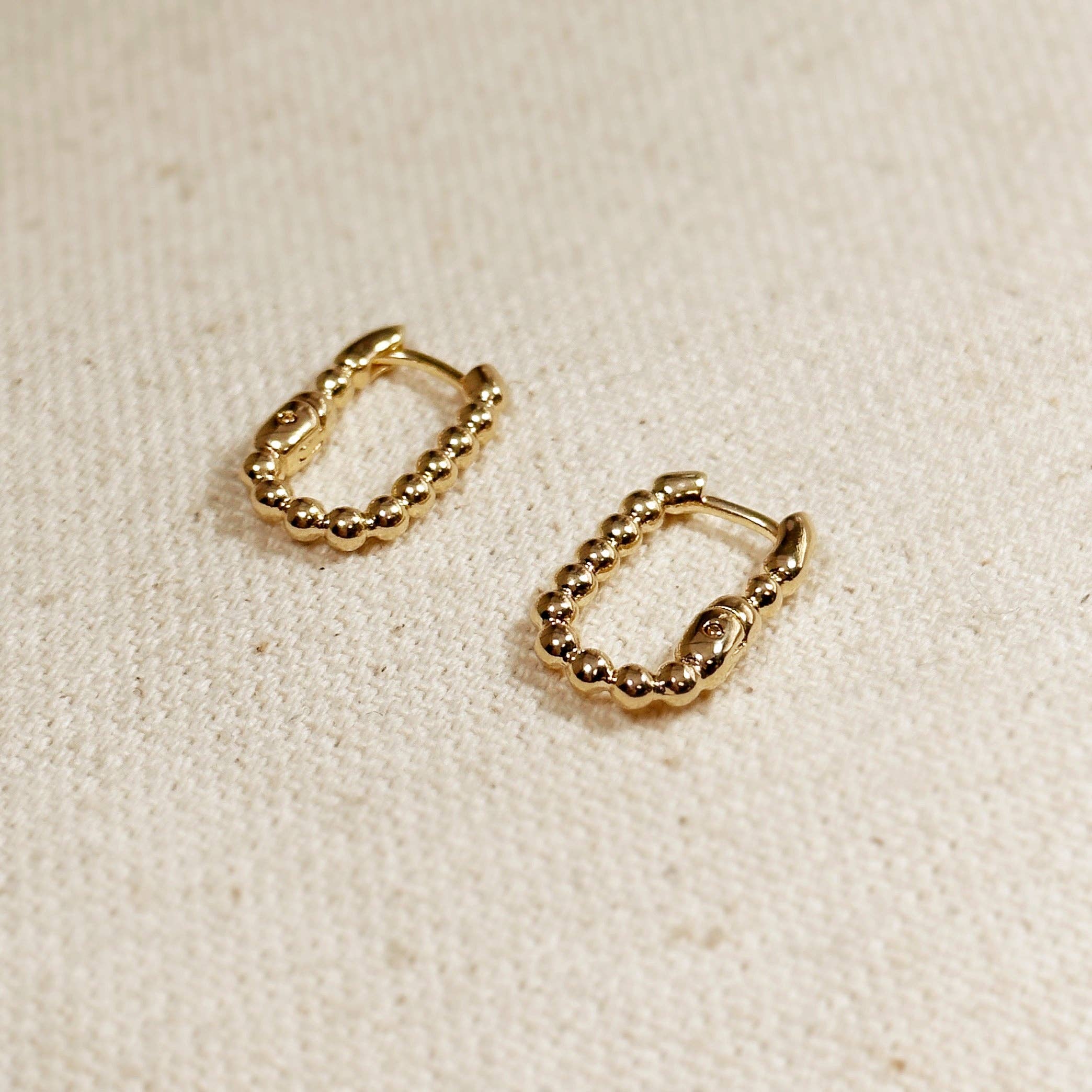 GoldFi - Wholesale Hoop Earrings - Beaded Rectangle Clicker Earrings2