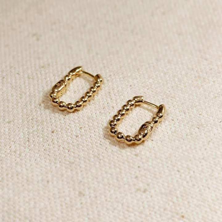 GoldFi - Wholesale Hoop Earrings - Beaded Rectangle Clicker Earrings2
