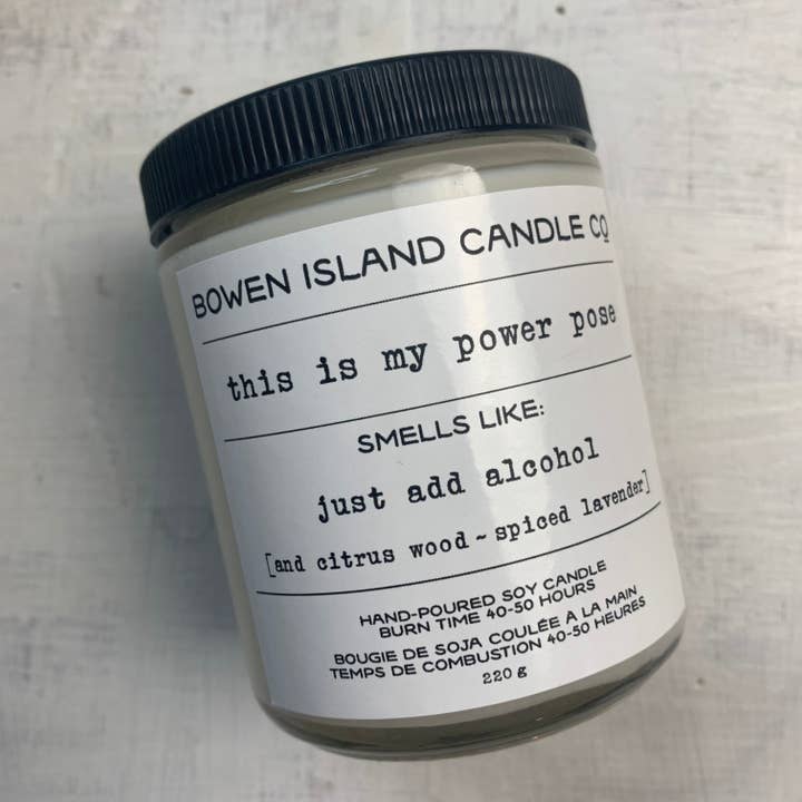 WHOLESALE 4 PACK This is my Power Pose - citrus wood + spiced lavender - Soy Candle - gifts for women, mom gift, celebration gift, friend gift for wholesale by Bowen Island Soap Company