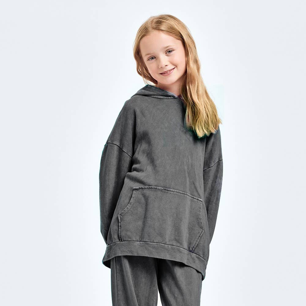 Good Girl – Großhandel Hoodie – Kinder – Übergroßer Hoodie mit Mineralwaschung13