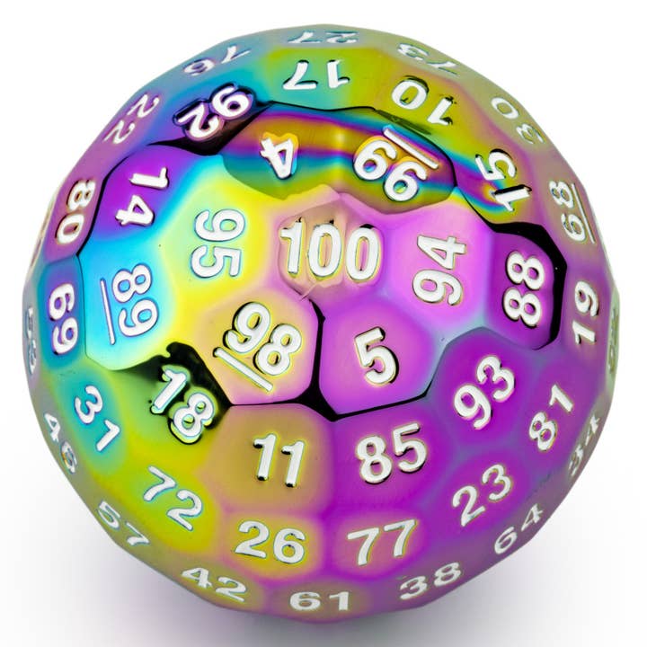 Hymgho Premium Dice - Wholesale Dice - Titan's Fist 50mm Rainbow Metal D100 Dice