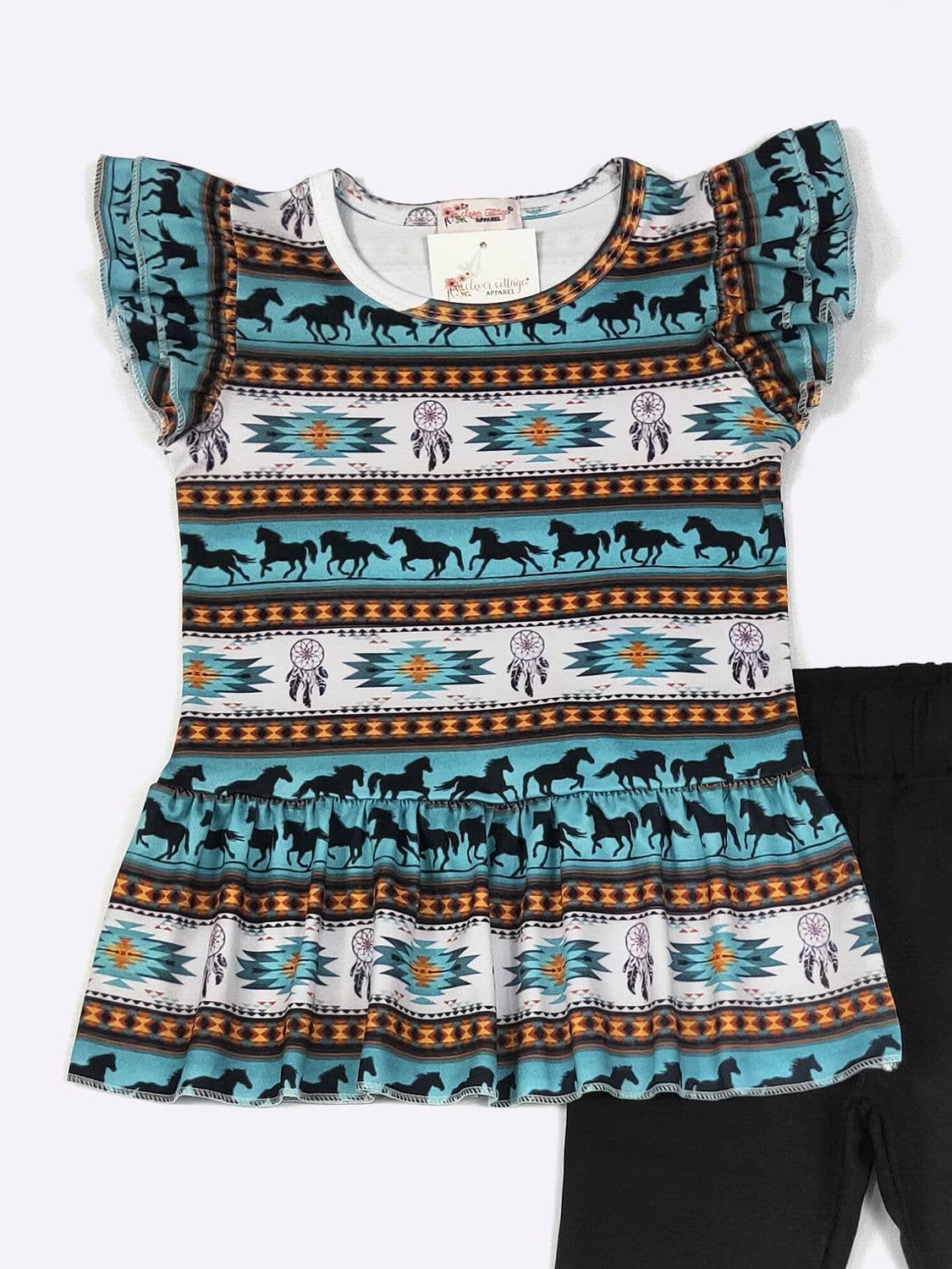 Clover Cottage - Wholesale Top & Pant Set - Kids - Turq Aztec Girls Set4