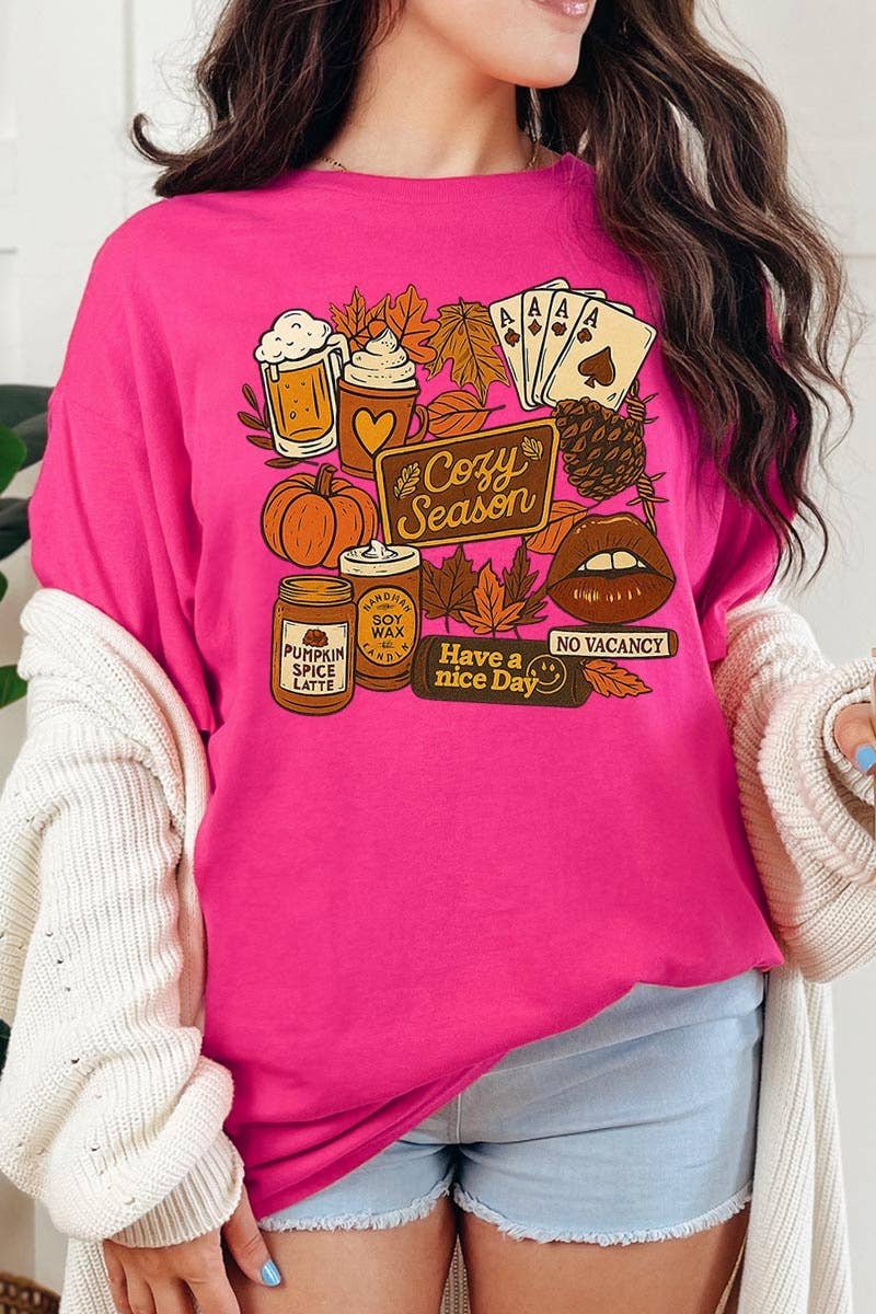 COLORBEAR - Wholesale T-Shirt (Graphic) - Women's - Retro Fall Collage Graphic Heavy Cotton Tee8