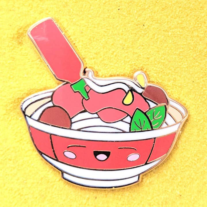 Vietnamese Pho Noodle Soup Hard Enamel Pin Badge for wholesale by SmallRiniLady