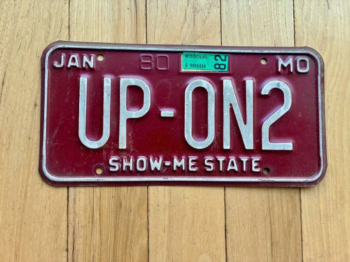 1980 1982 Missouri Vanity License Plate - UP - ON2 for wholesale by RusticPlates