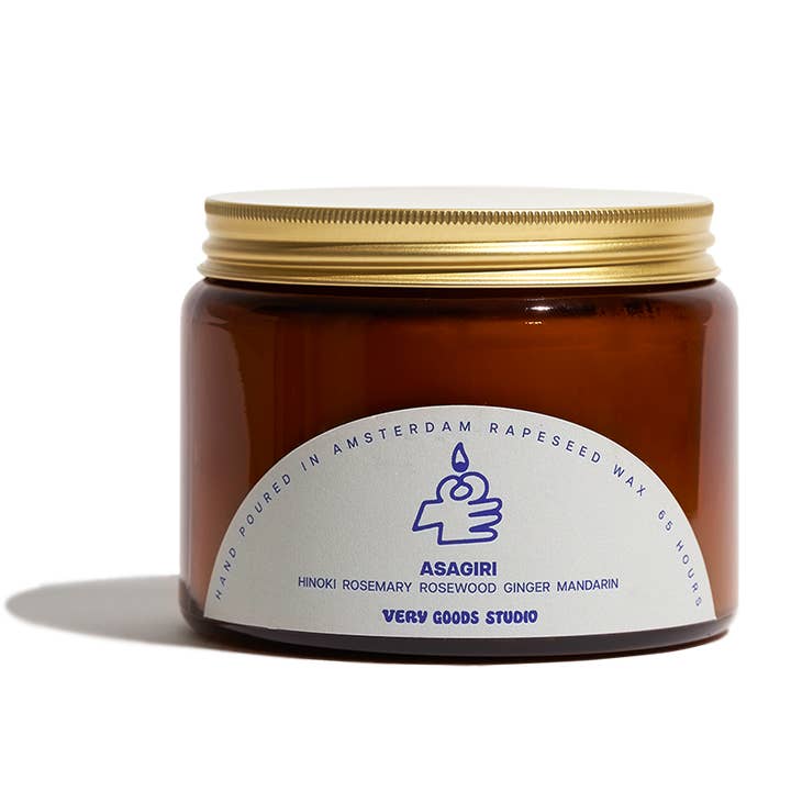 Very Goods Studio - Wholesale Jar/Filled Candle - ASAGIRI / 500 ml / 60-65 / Hours Amber Glass Jars