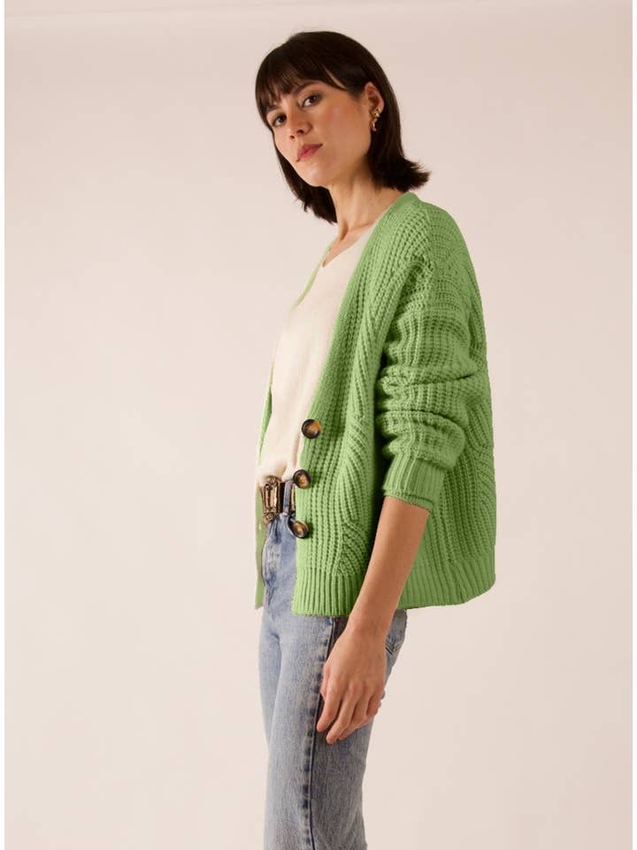 JULIA PARIS - Wholesale Cardigan - Women's - Cropped buttoned cardigan in blended wool knit3