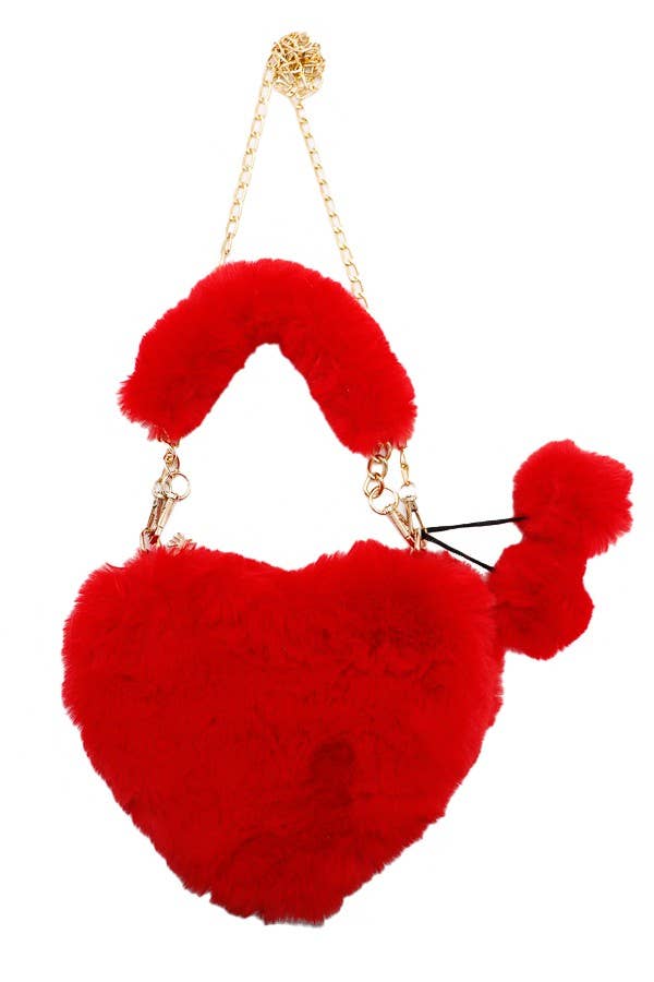 Cap Zone - Wholesale Crossbody Bag - Women's - Heart Shaped Faux Fur Bag3
