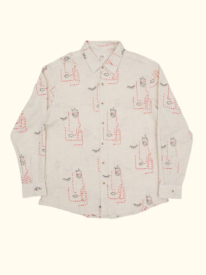 chemise à manches longues brodée cramoisie pour la vente par Otherwise