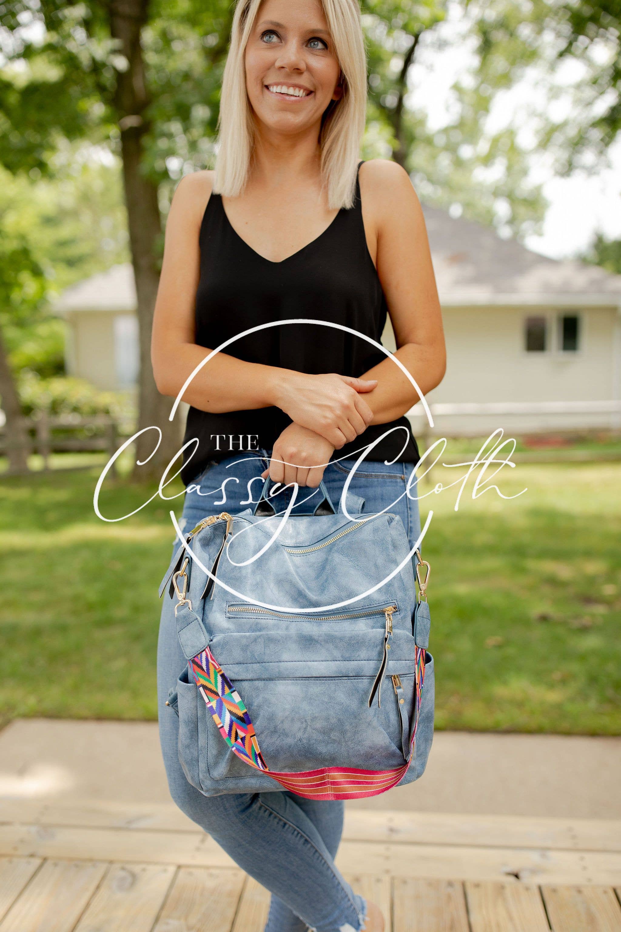 The Classy Cloth WS - Wholesale Backpack - Women's - Chloe Convertible Backpack - Brilliant Blue - Hip Hippie RTS1