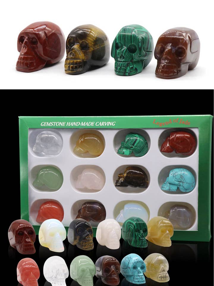 Natural Stone Skull Display Set W1422 for wholesale by Ole