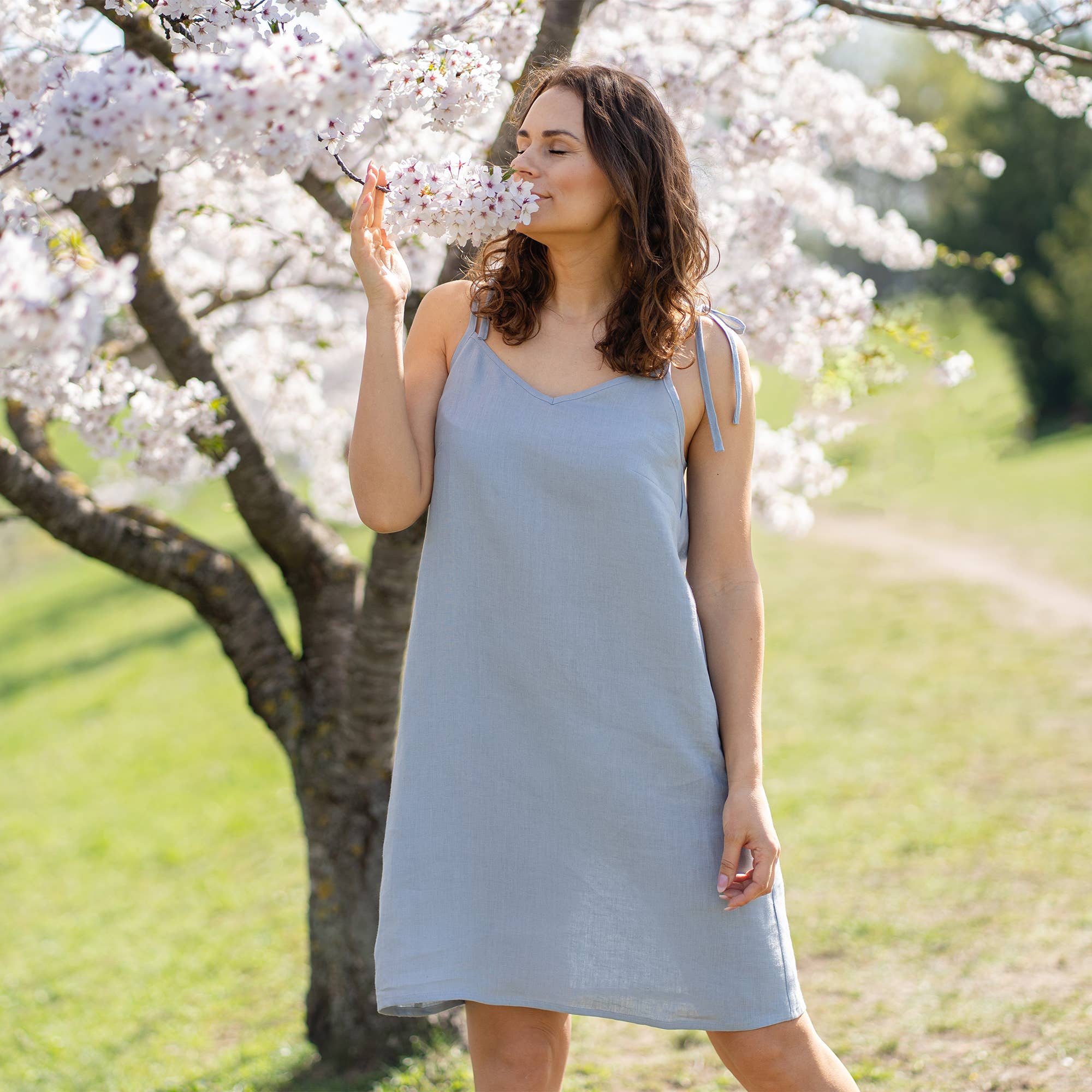 menique – wholesale Klänning - Dam – Ekologisk 100 % linne slipklänning Liv – sommarklänning för stranden8