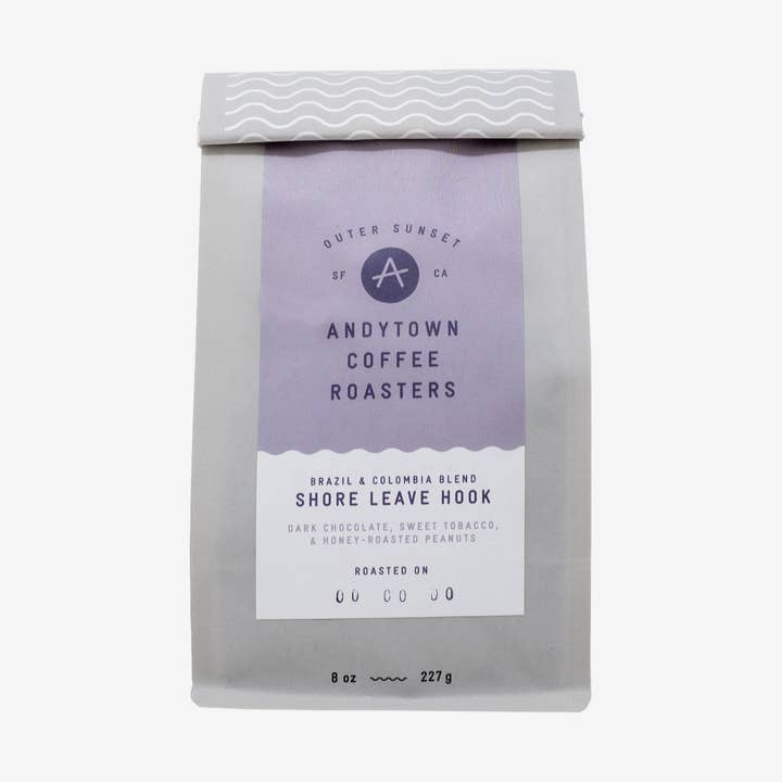 Shore Leave Hook Blend 8oz Retail Bags for wholesale by Andytown Coffee Roasters