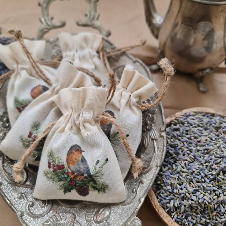 Misbalbahce - Wholesale Sachet - Organic Sachets, Natural Fabric Bags, Juniper Bird Design