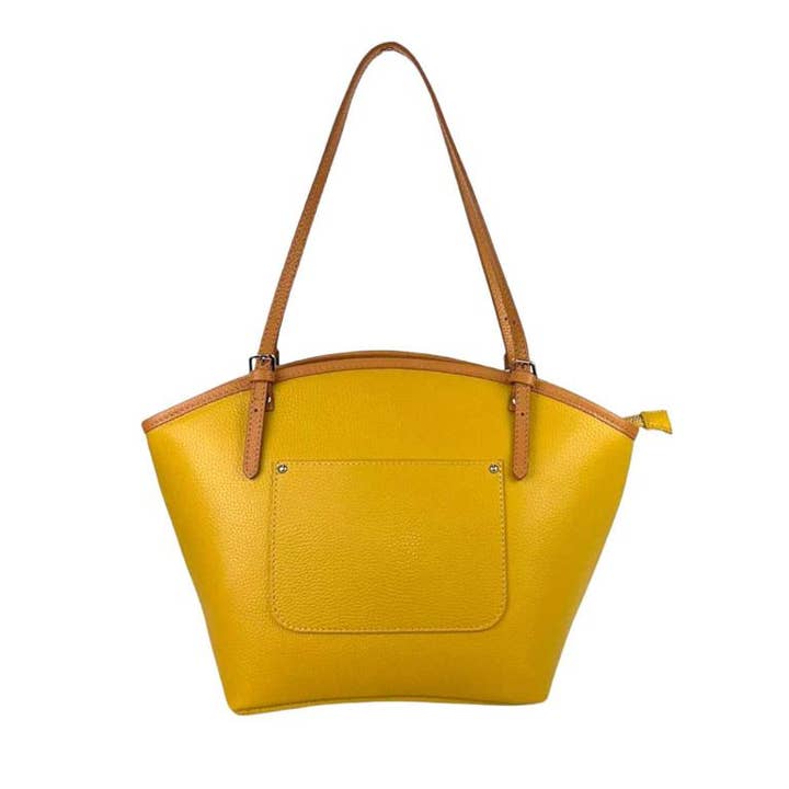 Women's Leather Bag with Long Handles and Outer Pockets for wholesale by Chenson & Gorett