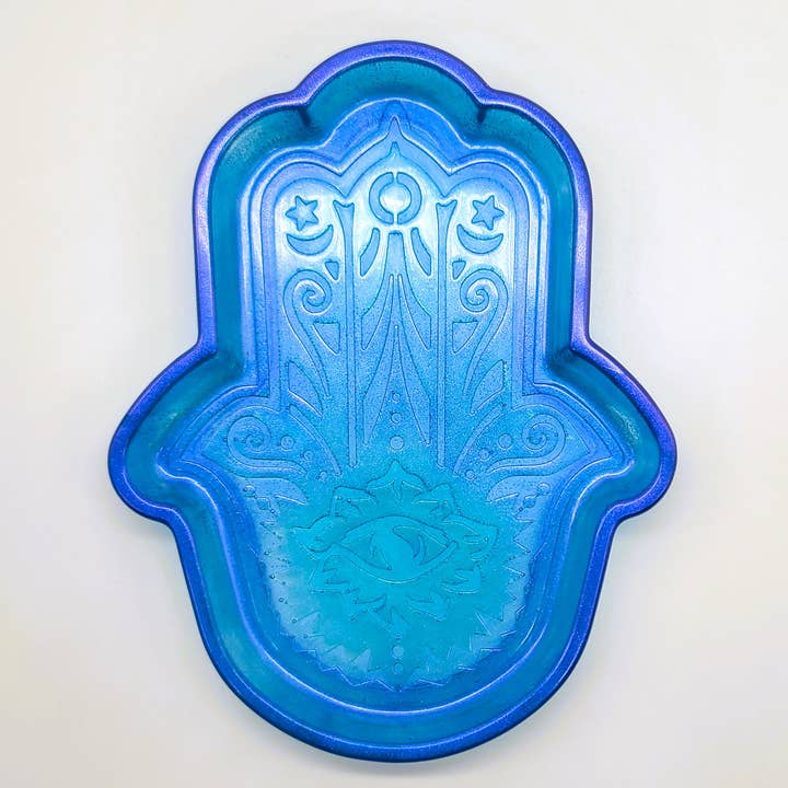 Slightly Askew Art - Wholesale Jewelry Dish - Hamsa Hand Trinket Dish - Made with Resin & Color-Shift Mica20