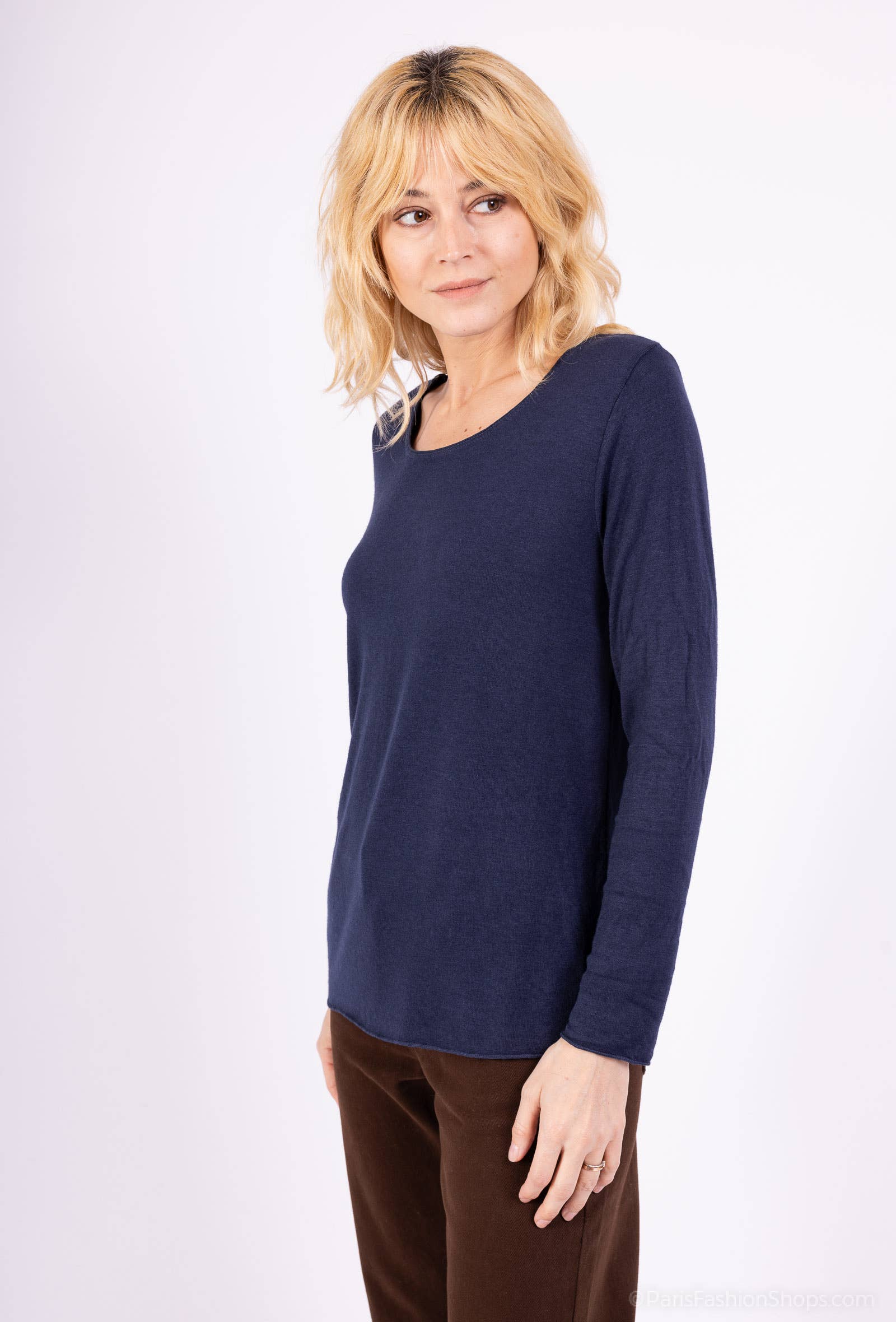 L'Emotion - Wholesale T-Shirt - Women's - Long Sleeve Round Neck T-Shirt 30% Wool 30% Angora10
