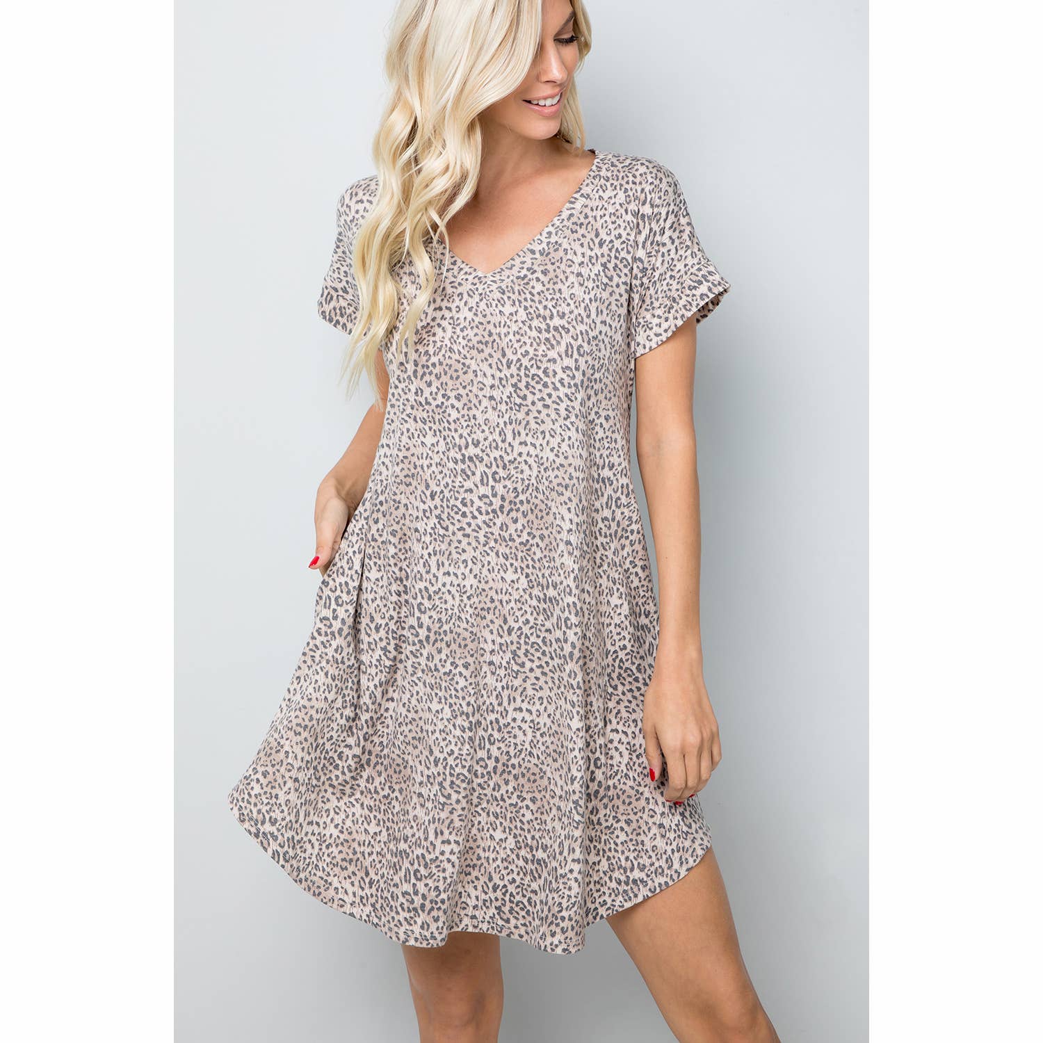 Sweet Lovely by Jen - Wholesale Dress - Women's - SD5349 LEOPARD V-NECK JERSEY DRESS14