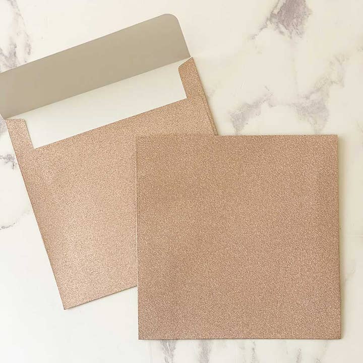 Champagne Gold Square Glitter Envelope for wholesale by Imaginediy