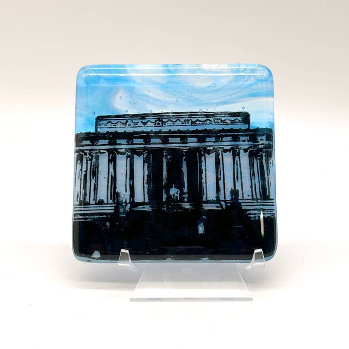 Kiku Handmade | Contemporary Fused Glass Home Goods - Wholesale Decorative Plate/Dish/Bowl - Washington DC Lincoln Memorial Fused Glass 4.5" Catch-all Dish2