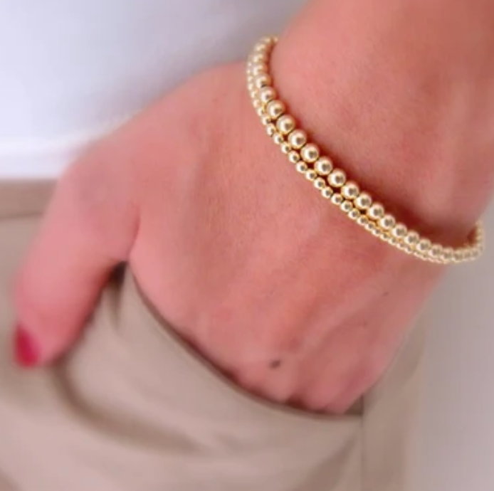 HoopLa - Wholesale Beaded Bracelet - Beads-Stacking Stretch Bracelets Steel Gold 14K  Waterproof11