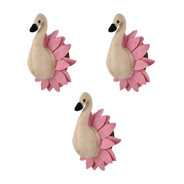 Swan Decorative Tabletop Object in Felt and Mango Wood for wholesale by Karma Living