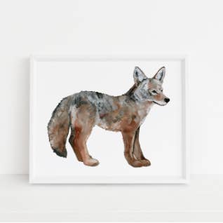 Impression d'art de Coyote pour la vente par Jennie Kilcup Watercolors