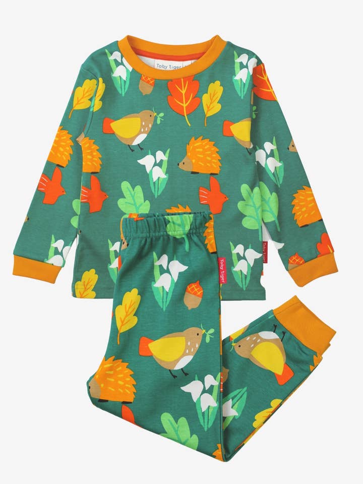 Organic Autumn Print Pyjamas for wholesale by Toby Tiger