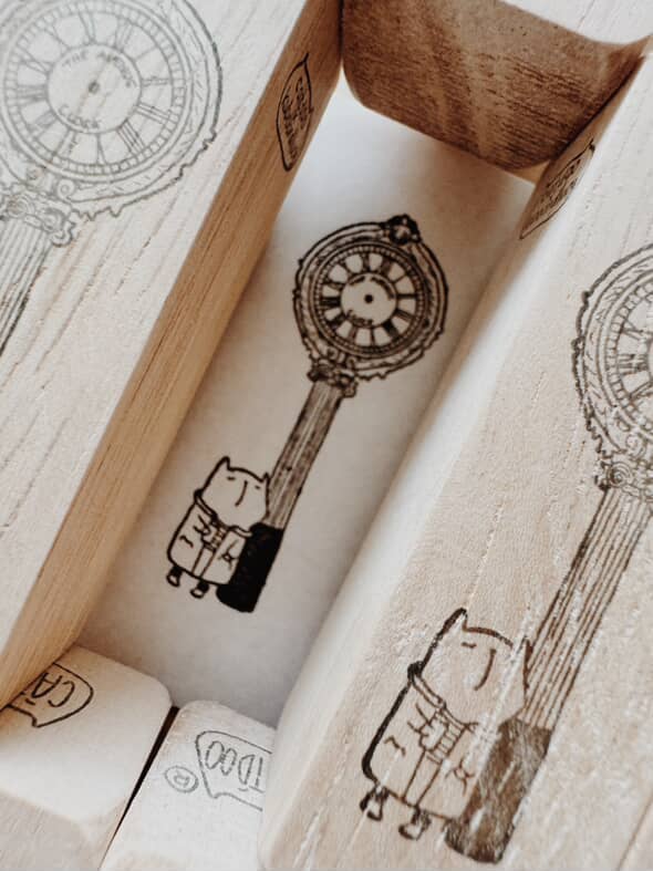 Catdoo Designs | Meowvenue Grand Central Clock Rubber Stamp for wholesale by Kuboandlucy Stationery Co