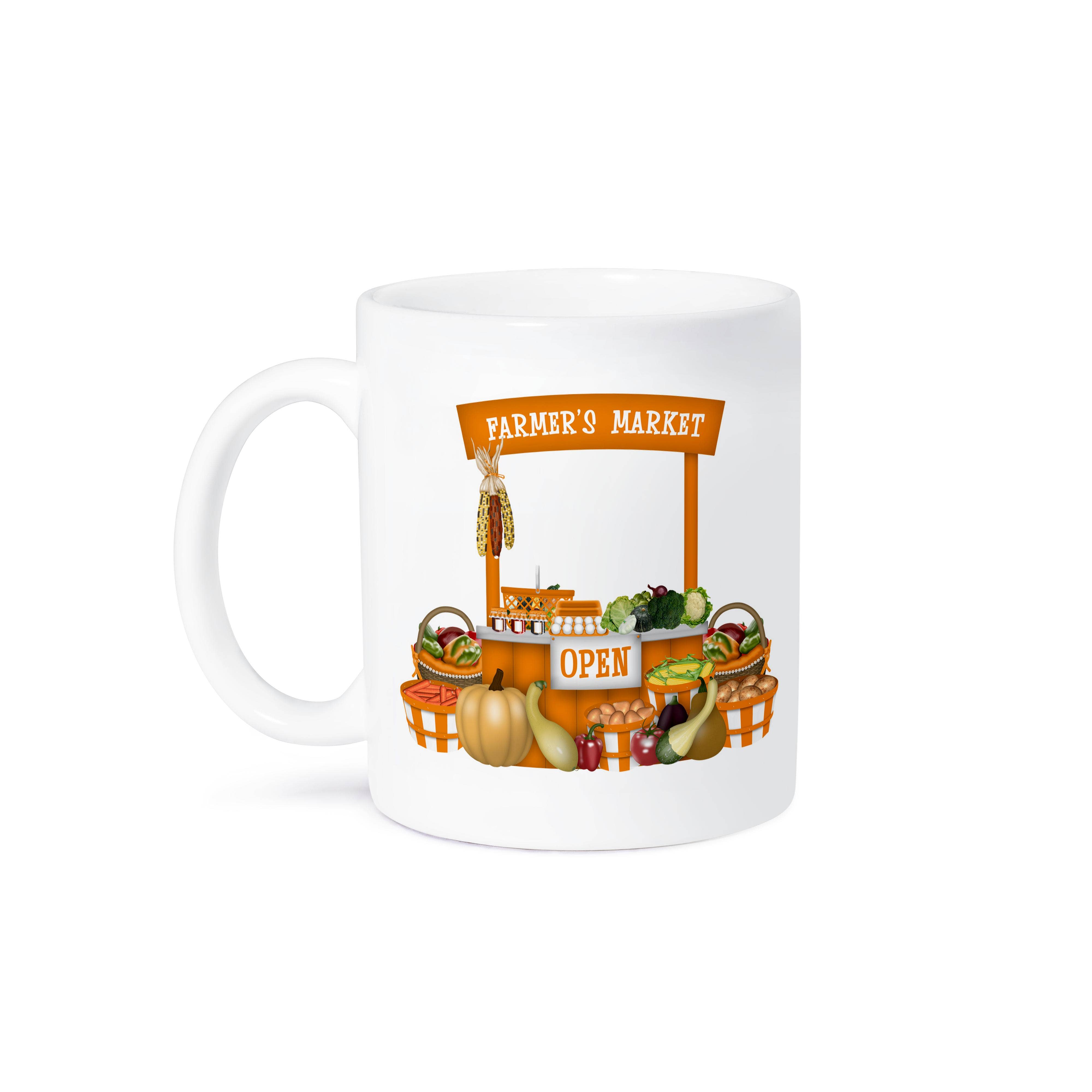 3dRose - Wholesale Coffee Mug - 3dRose, Cute Farmers Market Stand With Vegetables For Sale Illustration, Mug8