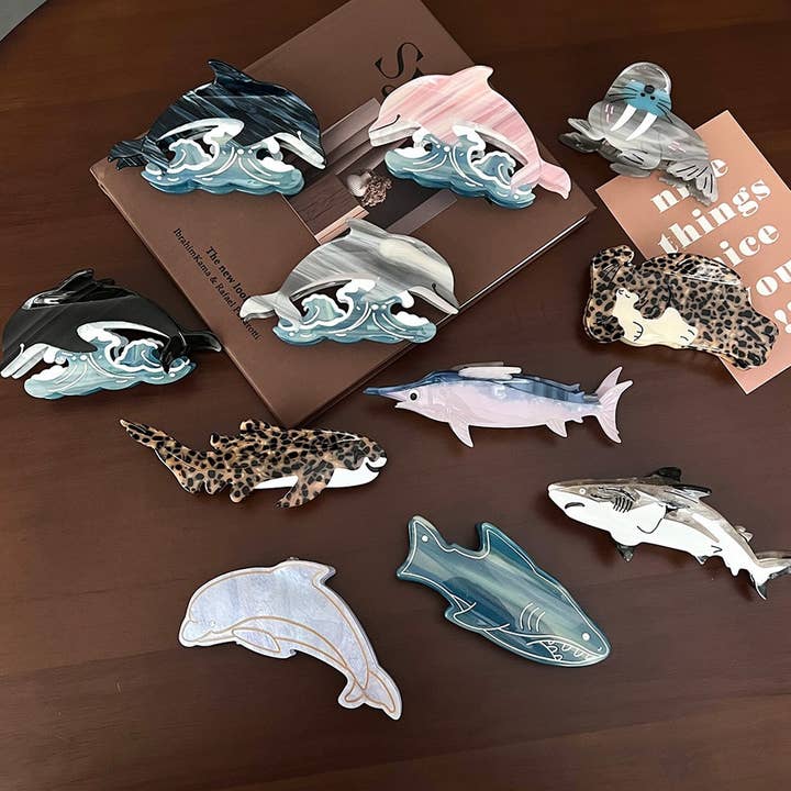 ACCITY - Wholesale Hair Clip - Women's - Ocean Animal Hair Claw–Dolphin, Seal & Shark Clip_CWAHA5759