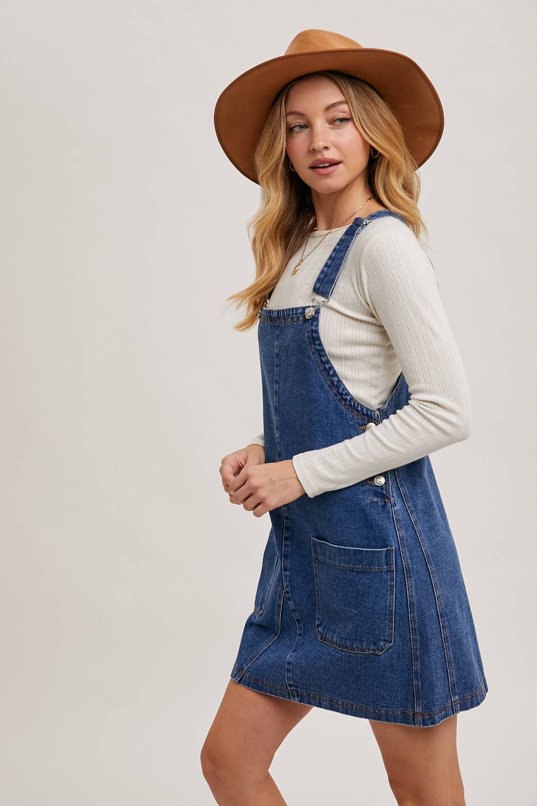 Bluivy - Wholesale Overalls - Women's - DENIM OVERALL MINI DRESS WITH POCKETS13