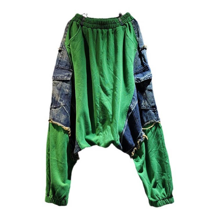 Sanyao Fashion - Wholesale Jeans - Women's - M184 Patchwork Street Jeans – Elastic Waist, Retro Cool2