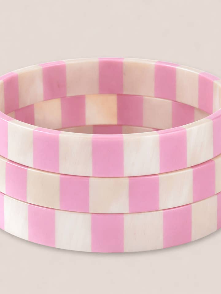 Bracelet Corne 10mm Rayure Rose Pastel 21 pour la vente par JolieJulie-MaLune-VentiLLo
