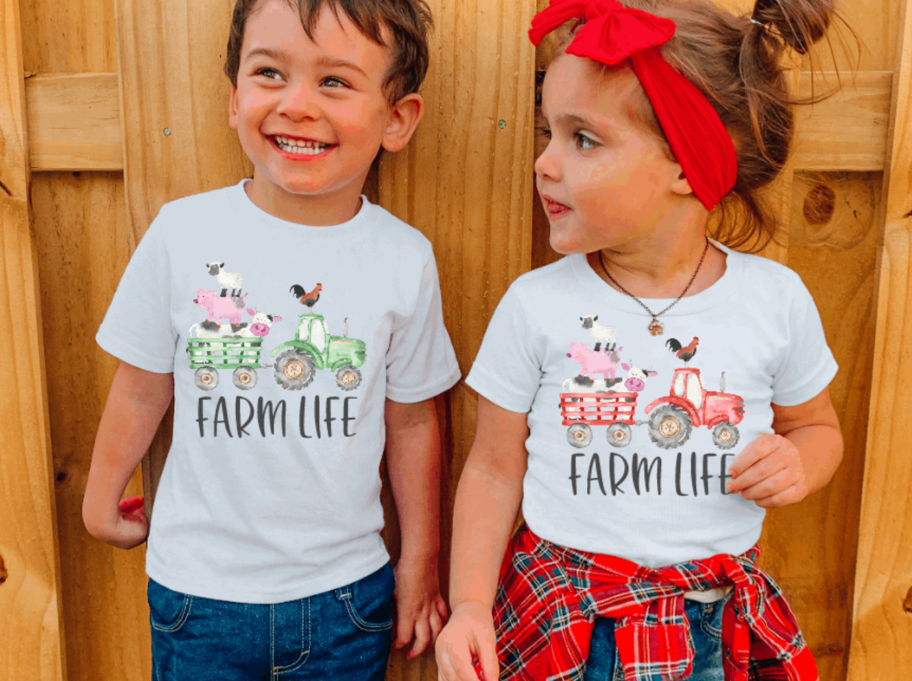 AvaryMaeInspirations - Wholesale Screen Printed T-Shirt - Kids - Farm Life Tee - Red Tractor0
