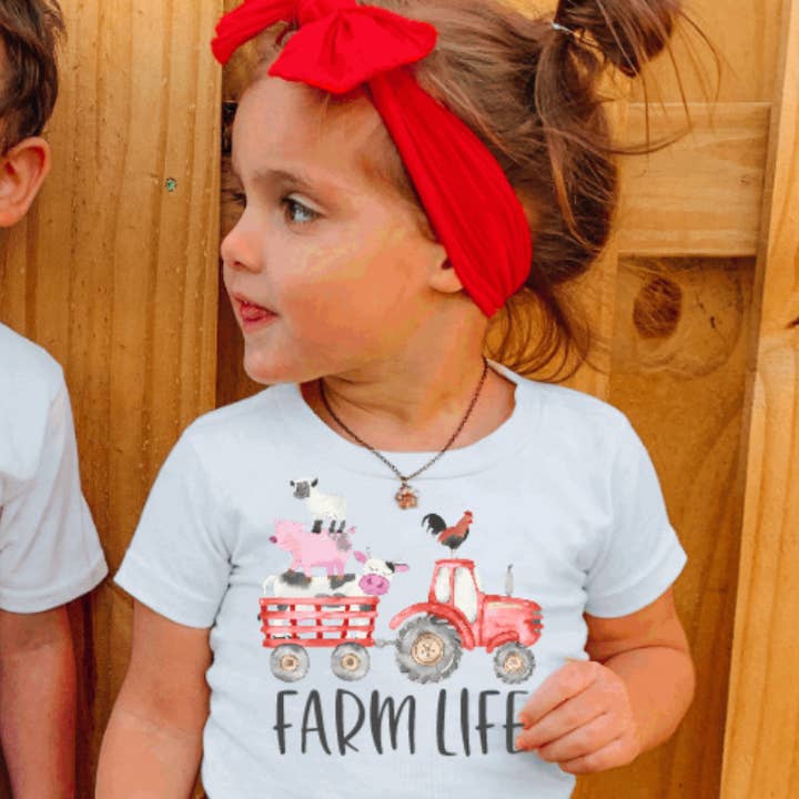 AvaryMaeInspirations - Wholesale Screen Printed T-Shirt - Kids - Farm Life Tee - Red Tractor0